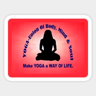 Make YOGA - A Way Of Life - Red Wall Art. Sticker